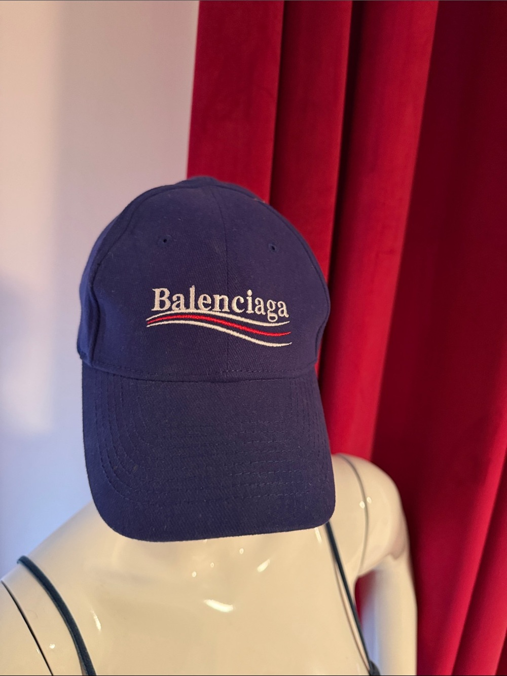 Authentic - Balenciaga Blue Embroidered Logo Baseball Cap - Picture 3 of 8